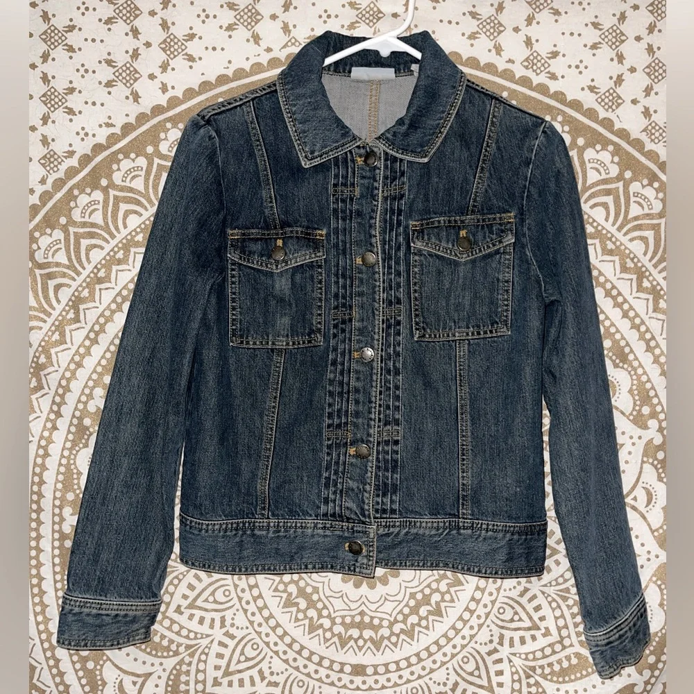 ✨HP✨ JEAN JACKET LADIES BUTTON-UP WITH POCKETS BY “VALERIE STEVENS”, SIZE SMALL - Picture 1 of 8